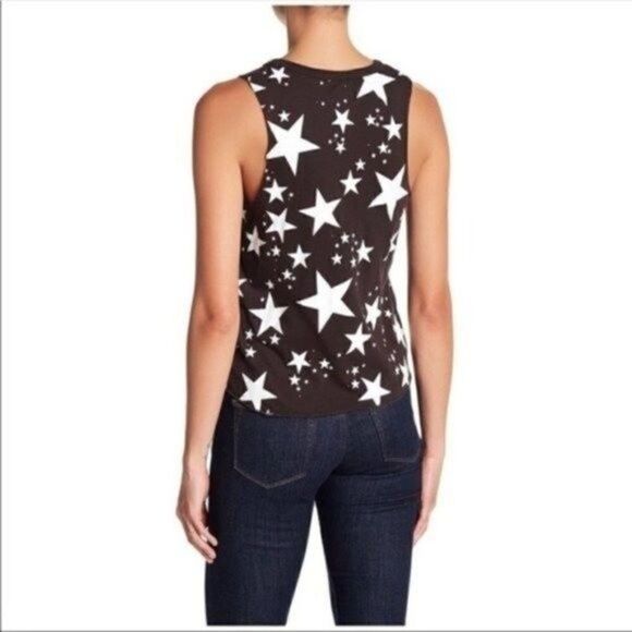 Chaser Black Sleeveless top stars Front tie S BoxK - Picture 2 of 6